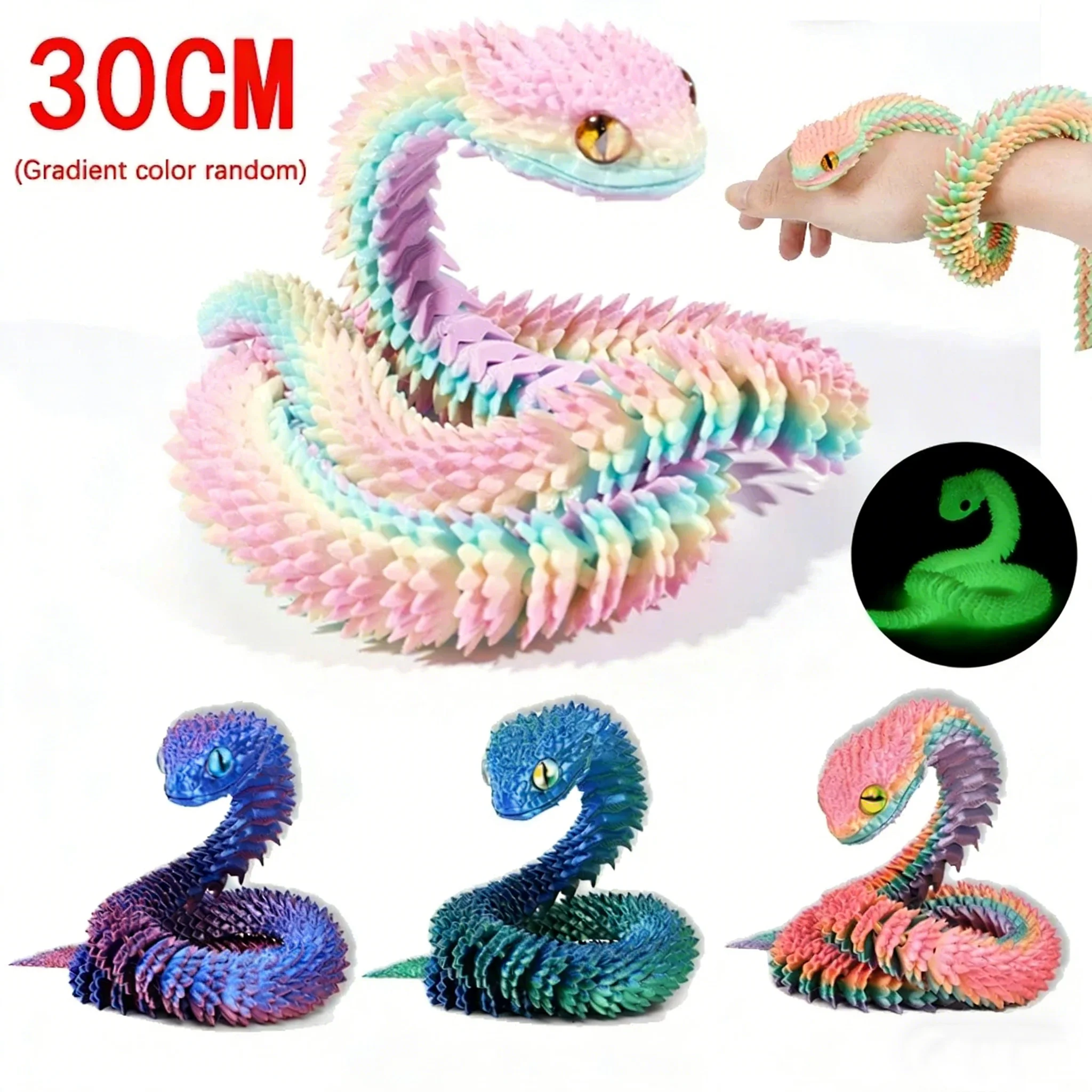 3D Printed Snake Decor 30cm Chinese Zodiac Reptile Figurine for Office Desk Home Shelf Decoration Gift Holiday Ornament Collecti 2