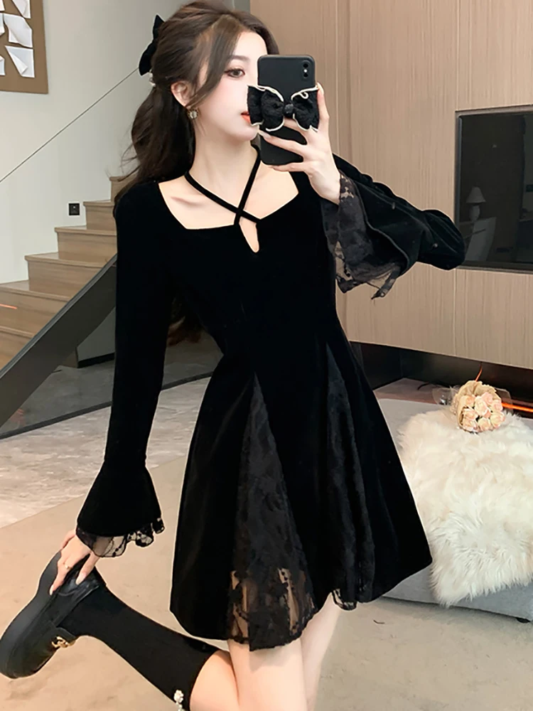 【CHICLINE】Salma Velvet Dress☆韓国で大人気☆ Salma – Catherine Walker