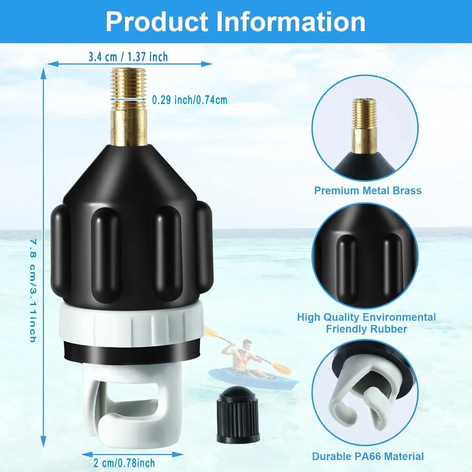 Inflatable Boat SUP Pump Adapter,Premium  Air Sturdy  Air Adapter, Quickly Inflation & Strong Sealing, Paddleboard & Kayak. 2