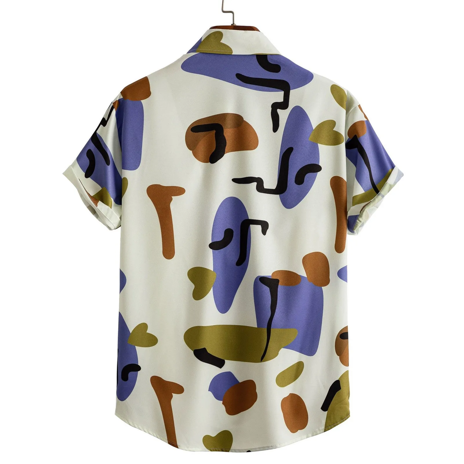 Men's Hawaiian Button Down Shirt Short-Sleeve Printed Beach Blouse