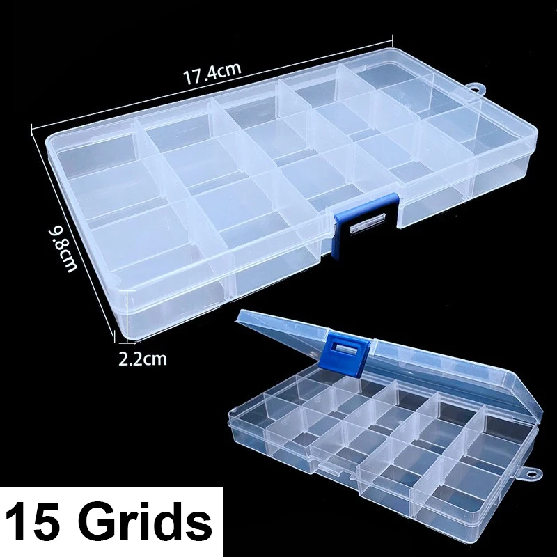 ZEONHAK 24 scatole portagioie in plastica trasparente con 15 scomparti divisori, scatole in plastica trasparente per perline, gioielli, orecchini