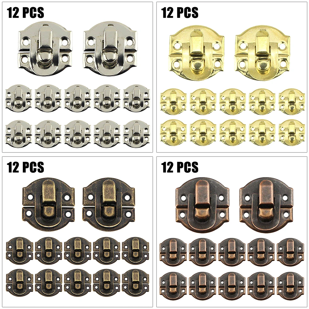 Jewelry Box Hasp Clasp Suitcase Wood Chest Cabinet Decorative Lock Latch Vintage Case Buckle Lock Decorative Hardware 5/12set jewelry box hasps decorative latches