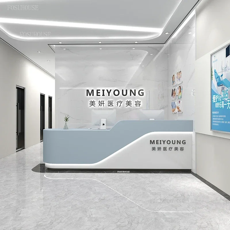 Simple Office Furniture Modern Beauty Salon Reception Desks Creative Bar Cashier Desk Clothing Store Dental Clinic Counter Table