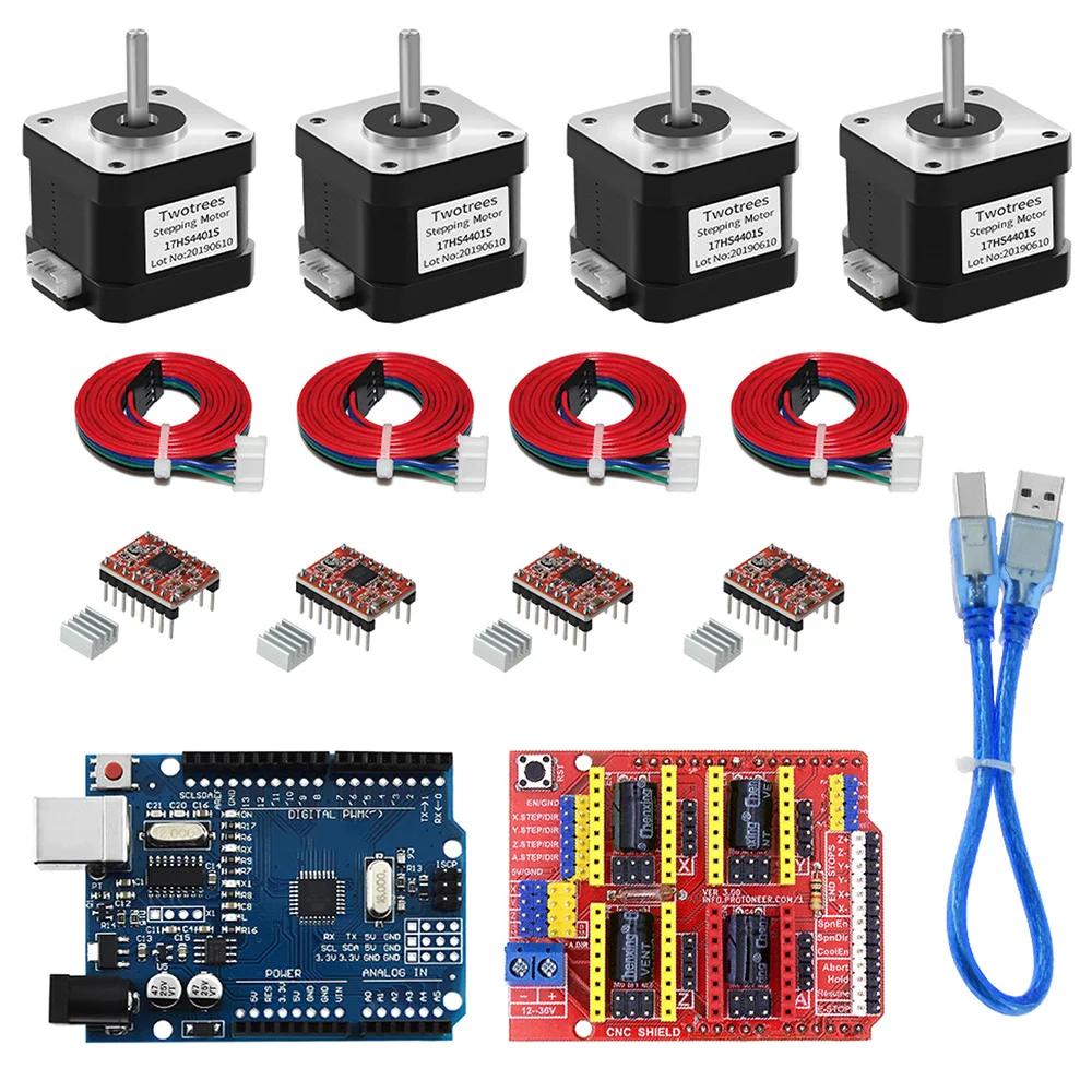 Stepper Motor 42 Motor Mais Cnc Escudo v3 Máquina de Gravura Peças de Impressora 3d Mais Pcs A4988 Driver Expansão Bordo r3 Nema17
