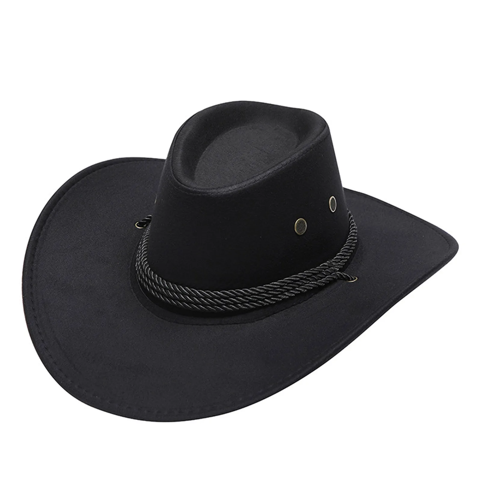 Cowboy Hats Cowgirl Hats Men Women Summer Sun Hat Solid Color Cool Western Cowboy Hat Plain Solid Color Peaked Cap Large Western Rope Knight Cowboy