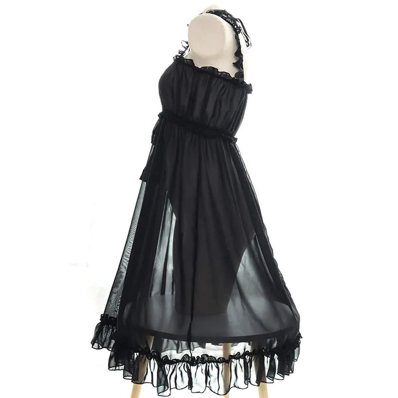 Lolita Dress, Lolita Suspender Dress, Lolita Cosplay Costumes, Suspender Dress, Lolita Skirt-See-through Chiffon Dress Women Sexy Sling Skirt Lolita Cosplay