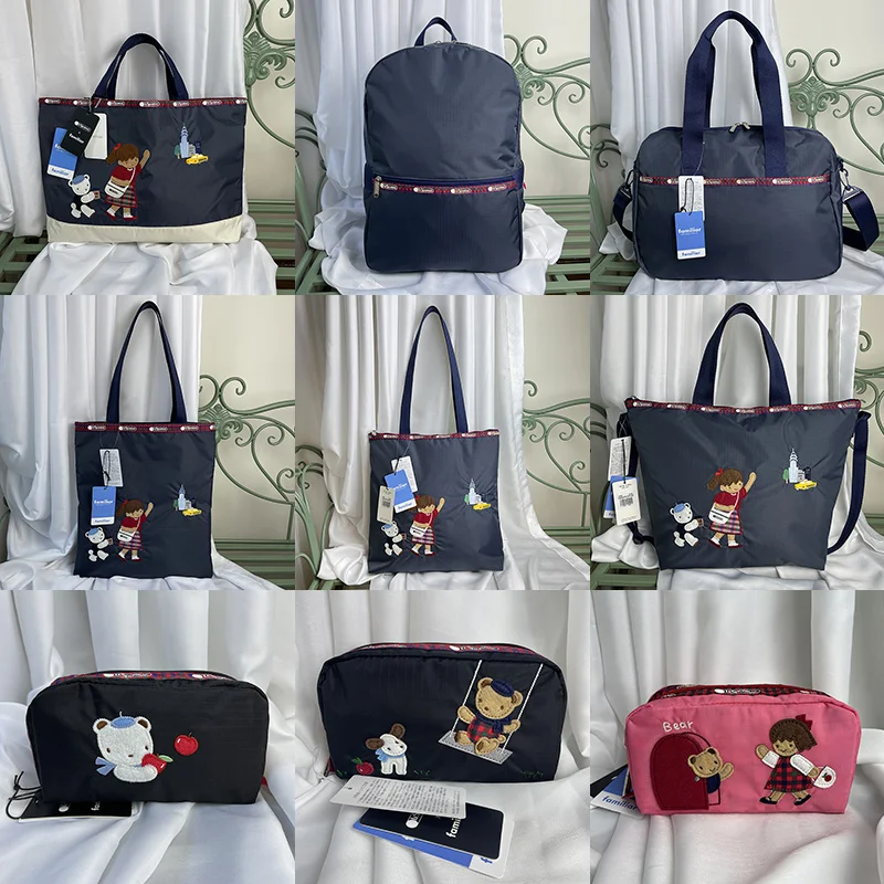 

Lesportsac кавайная мультяшная аниме Женская тканевая сумка Повседневная мультяшная наклейка ручная вышивка универсальная сумка-тоут сумка-мессенджер