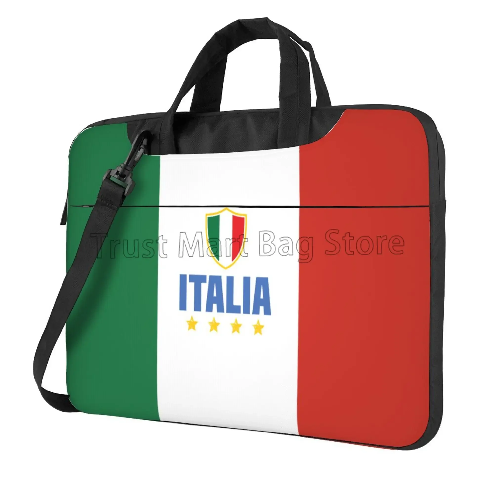 

Italian Flag Print Laptop Shoulder Bag Custom Carrying Case Computer PC Cover Pouch with Handle Fits 13/14/15.6 Inch Notebook
