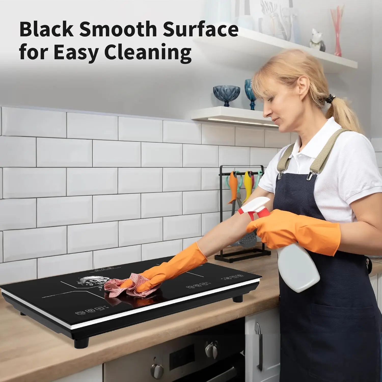 Double Induction Cooktop,110V 4000W Electric burner,2 burner Hot Plate LED Sensor Touch Energy-Saving induction stove top