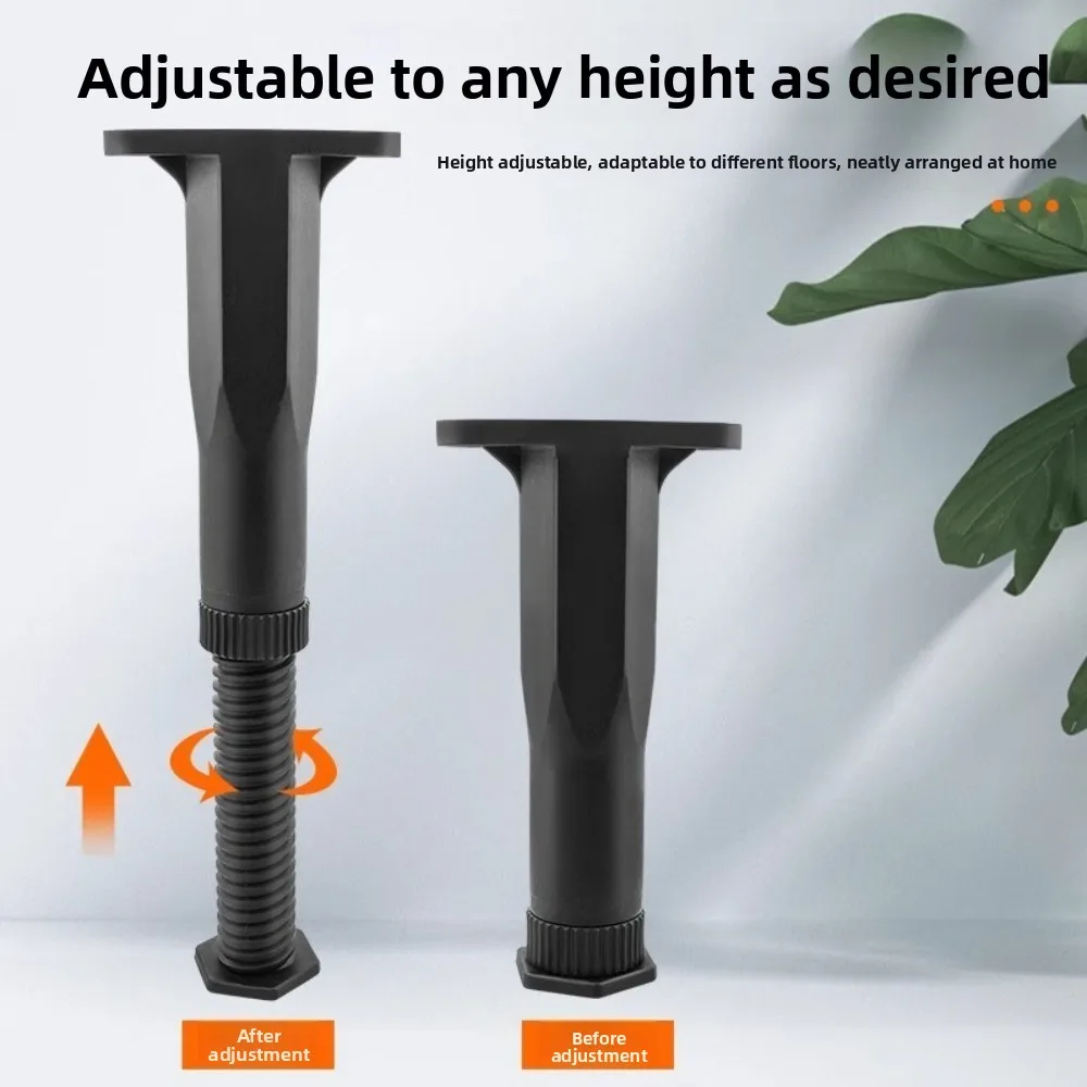 Heavy Duty Plastic Adjustable Bed Frame Support Legs Black