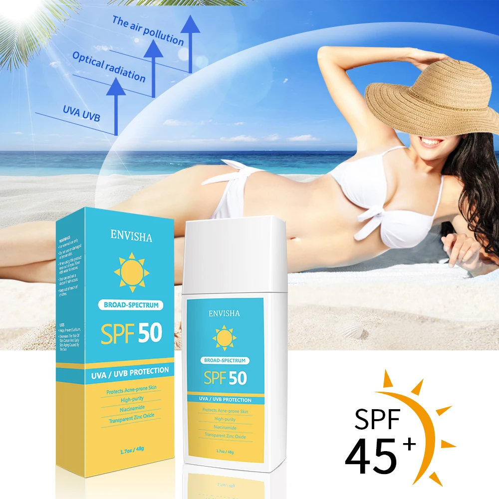 ENVISHA Beauty Health Body Sunscreen Cream Skin Care Protector Facial Spf Isolation Lotion Cream Moisturizer Whitening Anti-UV