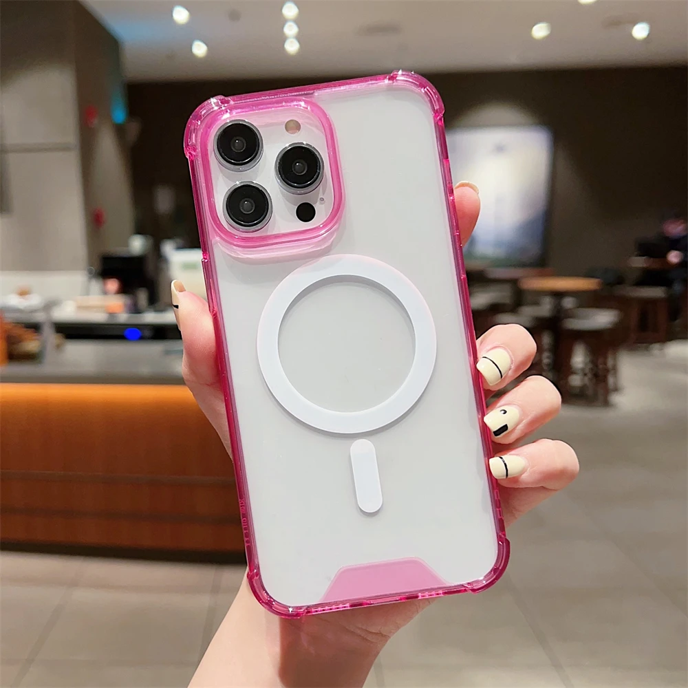 Luxurious Magnetic Wireless Charging Shockproof Transparent Phone Case
