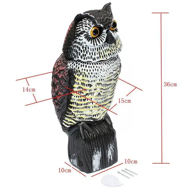 Hamis Realisztikus Madárkara Műanyag Sas Sólyom Csaló Szobor Forgó Fejjel És Hangzással A Kerti Udvari Madárriasztó M2N6 -Hoz - Image 5