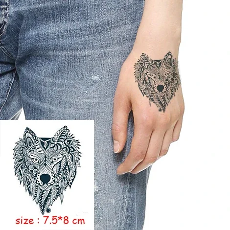 

Waterproof tattoo sticker flower wolf animal feather pattern fake tatoo hand back water transfer flash body art temporary tatto
