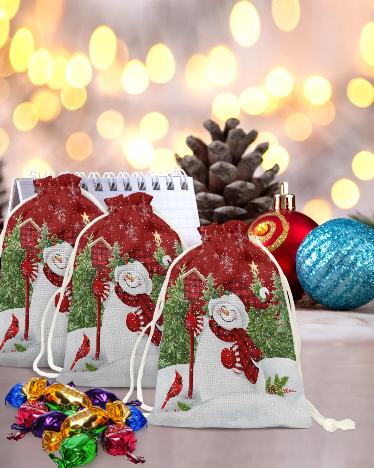 Christmas Snowman Holly Tree Mockingbird Candy Bags Santa Gift Bag Home Party Decorations Xmas Linen Gift Bags Packing Supplies 3 Christmas Snowman Holly Tree Mockingbird Candy Bags Santa Gift Bag Home Party Decorations Xmas Linen Gift Bags Packing Supplies 3