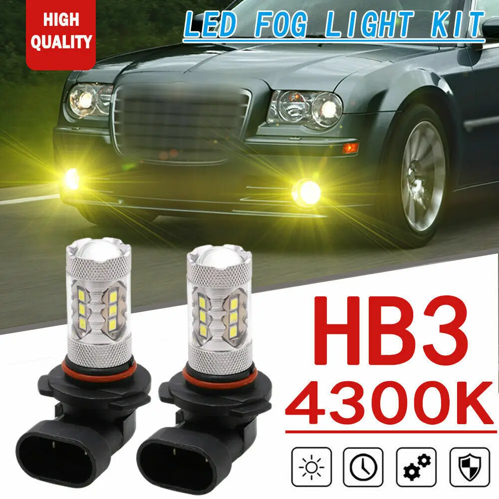 

2x HB3/9005 Yellow 80W Upgrade LED Fog Light Bulbs For Chrysler 300 2005-2009