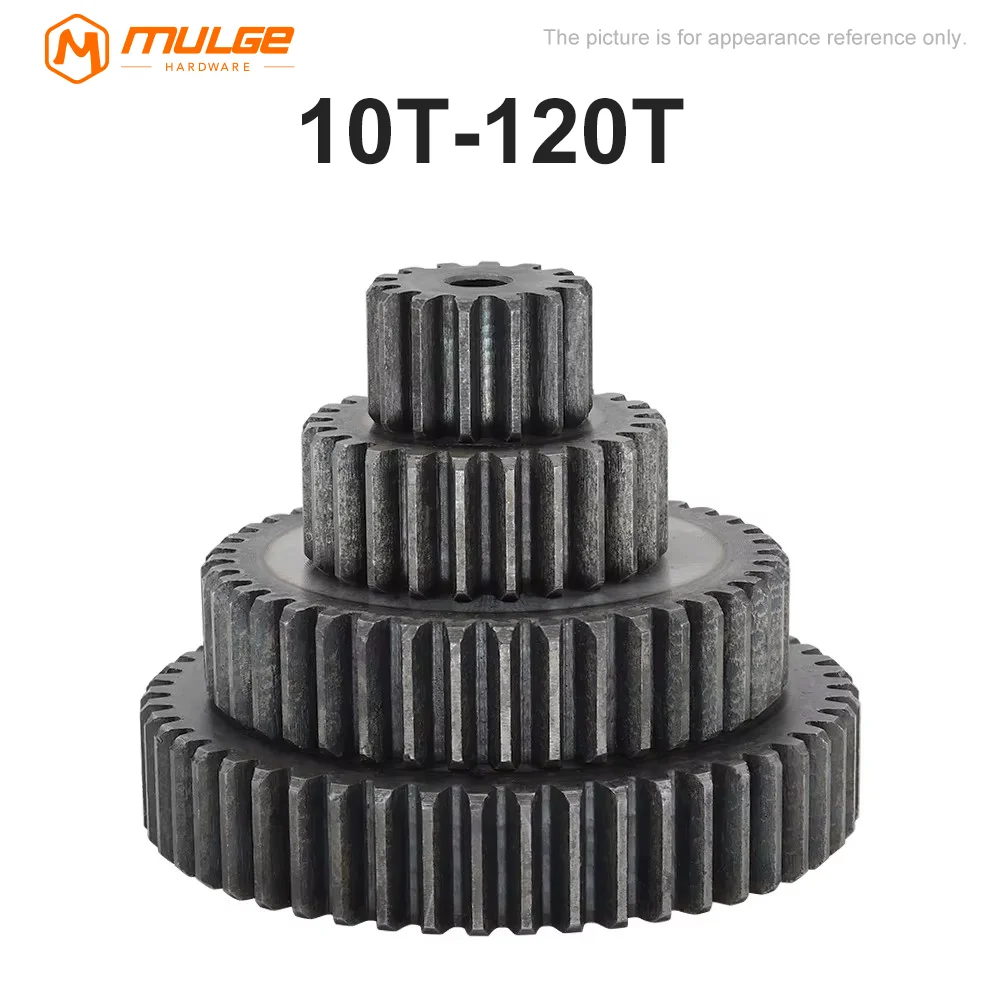 Flat Gear 2M-44T/45T/46T~52T/53T/54Teeth SC45# Carbon Steel Cylindrical Gear Height 20 mm High Frequency Quenching Teeth