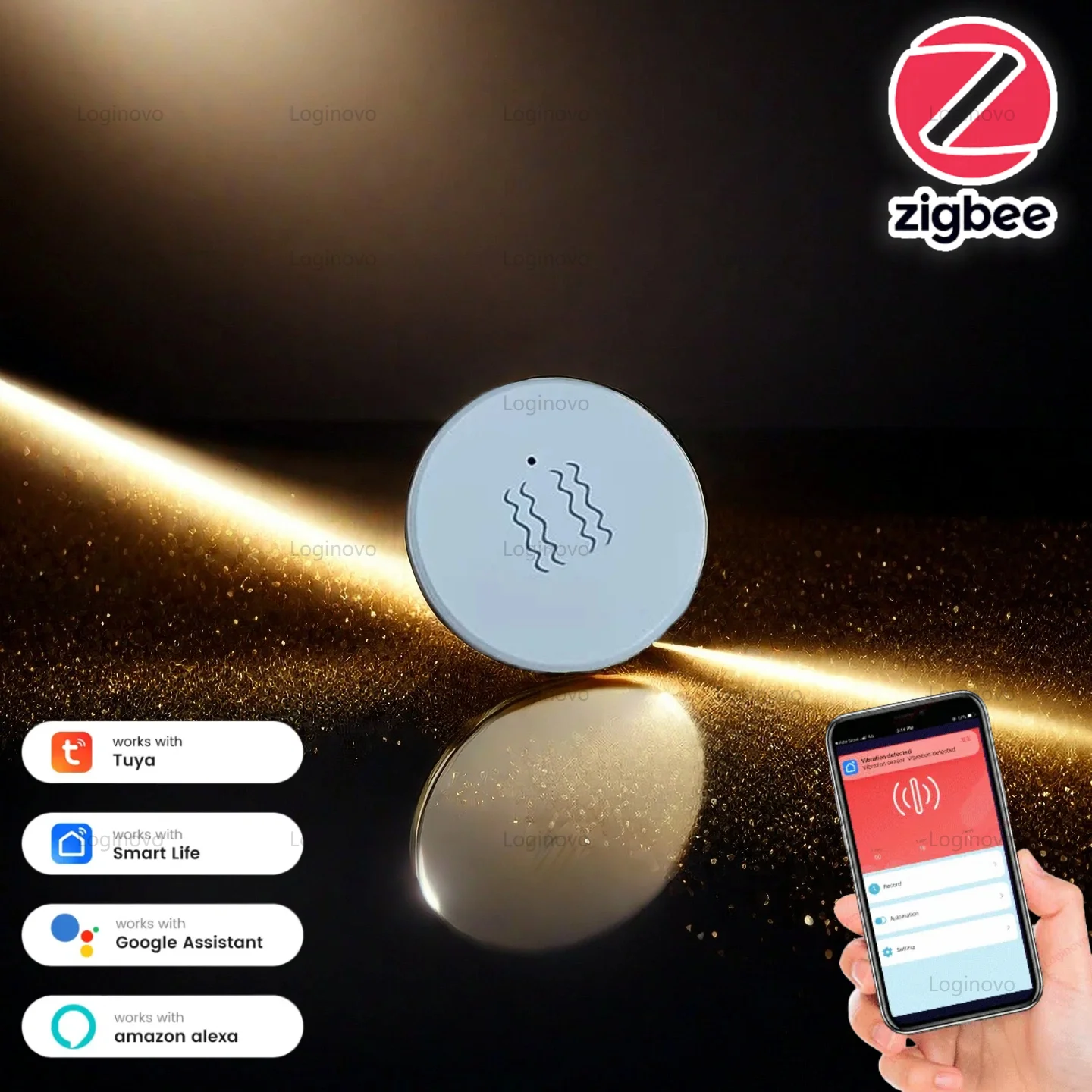 Zigbee Smart Life Vibration Sensor Detection Tilt XYZ Axis Sensor Tuya App Notification Real-Time Motion Shock Alarm Record zigbee motion sensor
