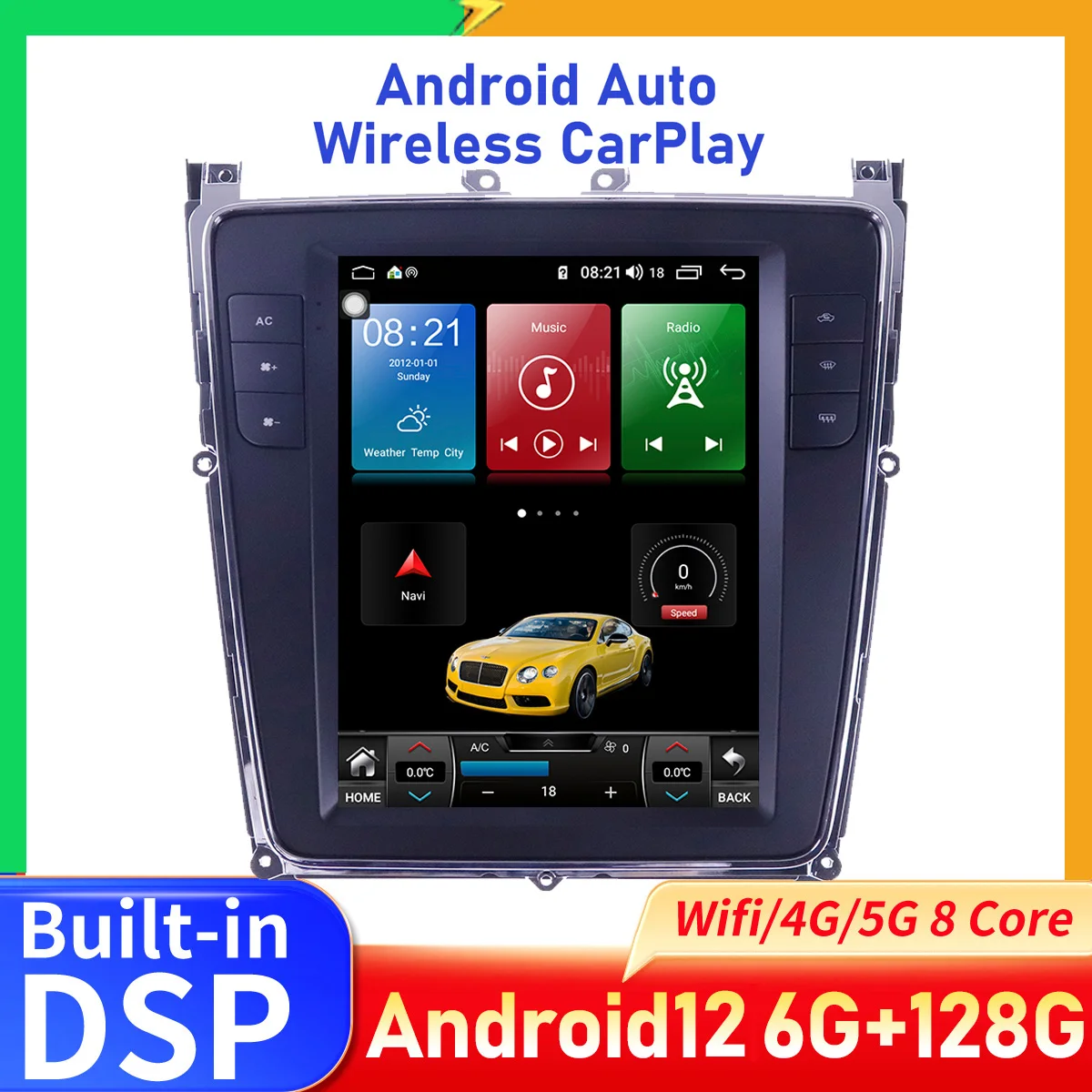 256G Android 12 Autoradio Per Bentley Continental Gt Supersports Fly Spur 2005-2012 Lettore Multimediale Gps Navi Touch Screen