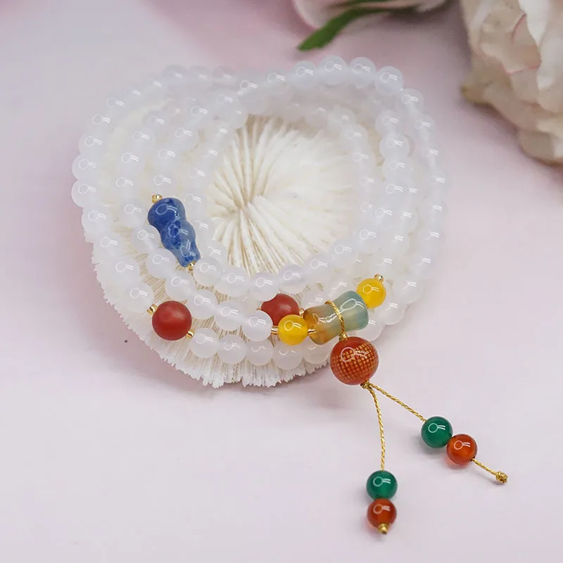 

Женские винтажные браслеты из натурального агата, 4 круга, 6 мм