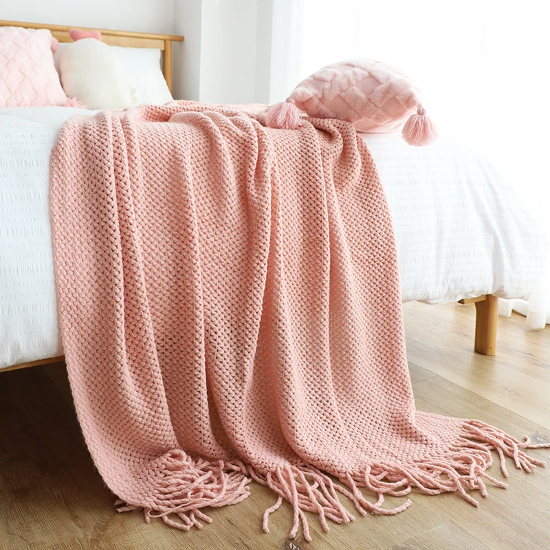 Description Picture 5 of itemAmerican Knitted Throw Blanket, Bedspread, Wool Blanket, Bedspread, Shawl, Bedspread, Lazy Sofa Cover, Bed End Towel, Home Decor