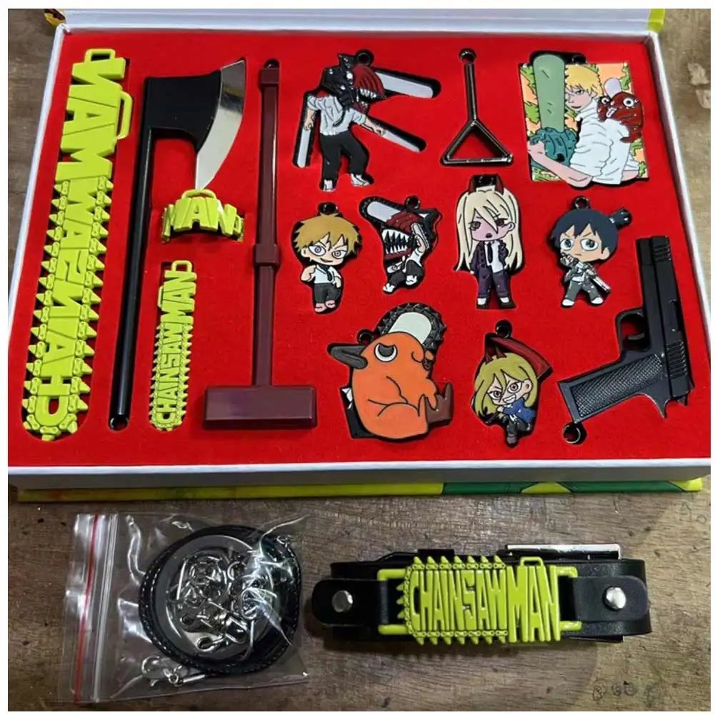 

Chainsaw Man Pochita Cosplay Badges Keychains Necklaces Pendant Set Prop Collection Accessories Gift Box Toys