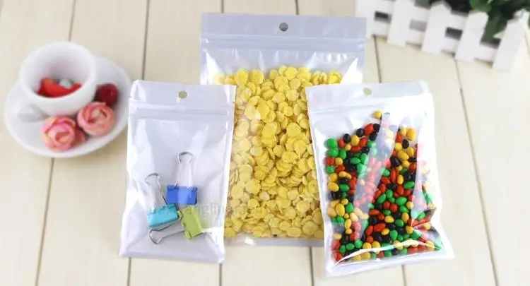 100/200 Stück in/15 Größen, weiß/klar, wiederverschließbarer Reißverschluss, Einzelhändler, Verpackungsbeutel, Reißverschluss, Einzelhandelsverpackung, Loch zum Aufhängen – Detail 6