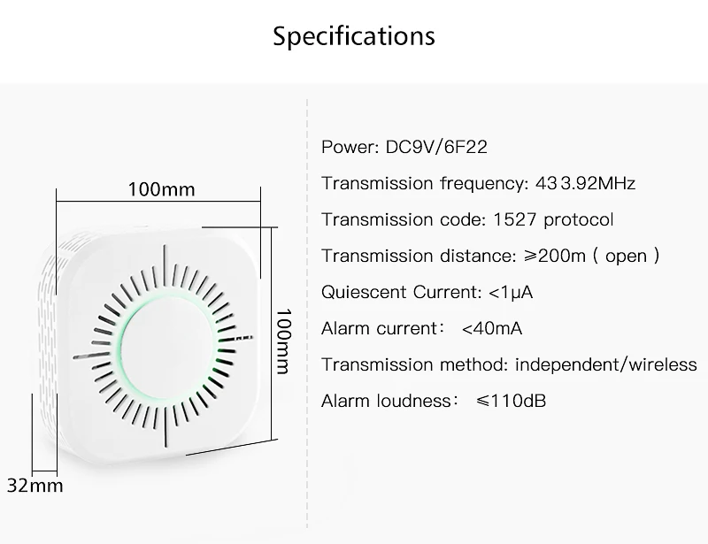 panic button bluetooth Smart smoke alarm home commercial wireless remote alarm fire fire sensor smoke detector ring alarm wall mount