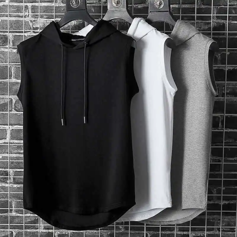 Women's Clothing Casual Loose Sleeveless Hoodies Summer New Solid Color Fashion Basics Pockets Patchwork Sweatshirts for Female 3