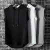 Women's Clothing Casual Loose Sleeveless Hoodies Summer New Solid Color Fashion Basics Pockets Patchwork Sweatshirts for Female 3