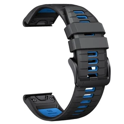 Enhanced Sports Silicone Quick Release Watch Band Strap - 1PCS QuickFit 22mm (Black Navy Blue)