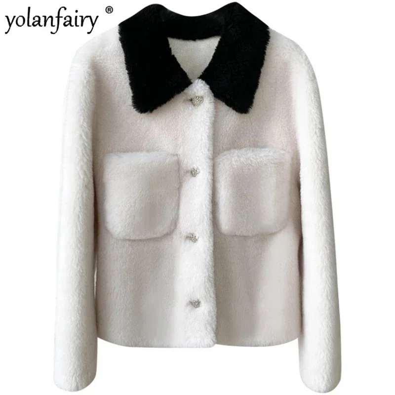 

Sheep Shearing Coat Women 30% Wool Fur Composite Integrated Women's Coats Female Loose Tops 2023 Autumn Winter FCY4975