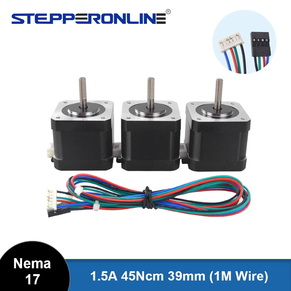 SIMAX3D Nema 17 stepper motor 5pcs 42 x 23mm 1.5A 2 phase 4 wires 1.8 degrees with 39.3 inch cable for Creality CR-10 10S Ender 3 3D printer/CNC