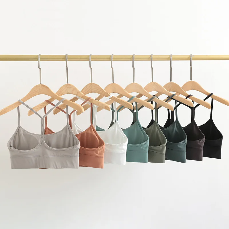 Solid Color Fitness Women Sports Bra Crop Top Tights Yoga Vest Gym Tank Workout Training No Rims Removable Chest Pad Breathable