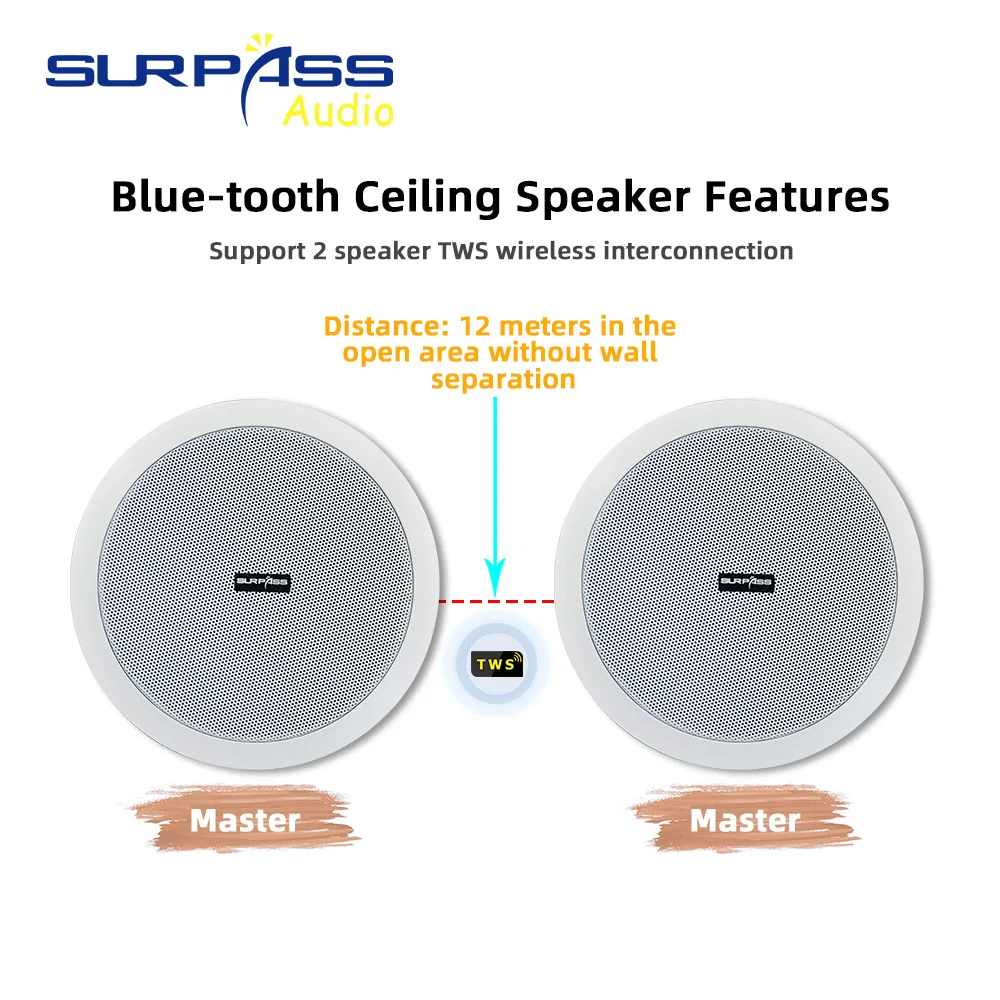 Wall Ceiling Speaker 4PCS Power Output Wall Mounted In-Ceiling Speakers Digital Smart Home Audio Loundspeaker Stereo Music Player Active Ceiling SPK