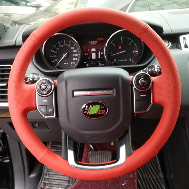 DIY Custom Leather Steering Wheel Cover For Land Rover Range Rover Velar Discovery 5 4 Freelander Evoque Defender Accessories