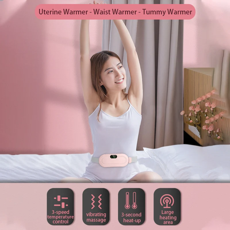 Heated Pads Menstrual Heating Pad Abdominal Massager Smart Warm Palace Belt Waist Vibration Massage Device for Belly Pain Relief