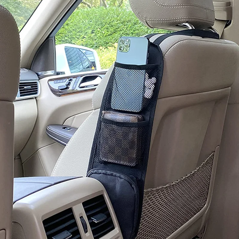 Organizer Laterale In Pelle Per Auto: Borsa Portaoggetti Da Sedile Multifunzionale, Pratica E Nera