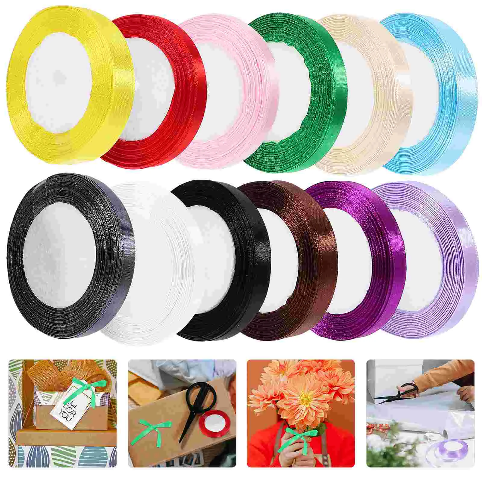 

12 Rolls Festival Package Ribbons Crafted Package Ribbons Festival Gift Ribbons Colorful Pack Ribbon