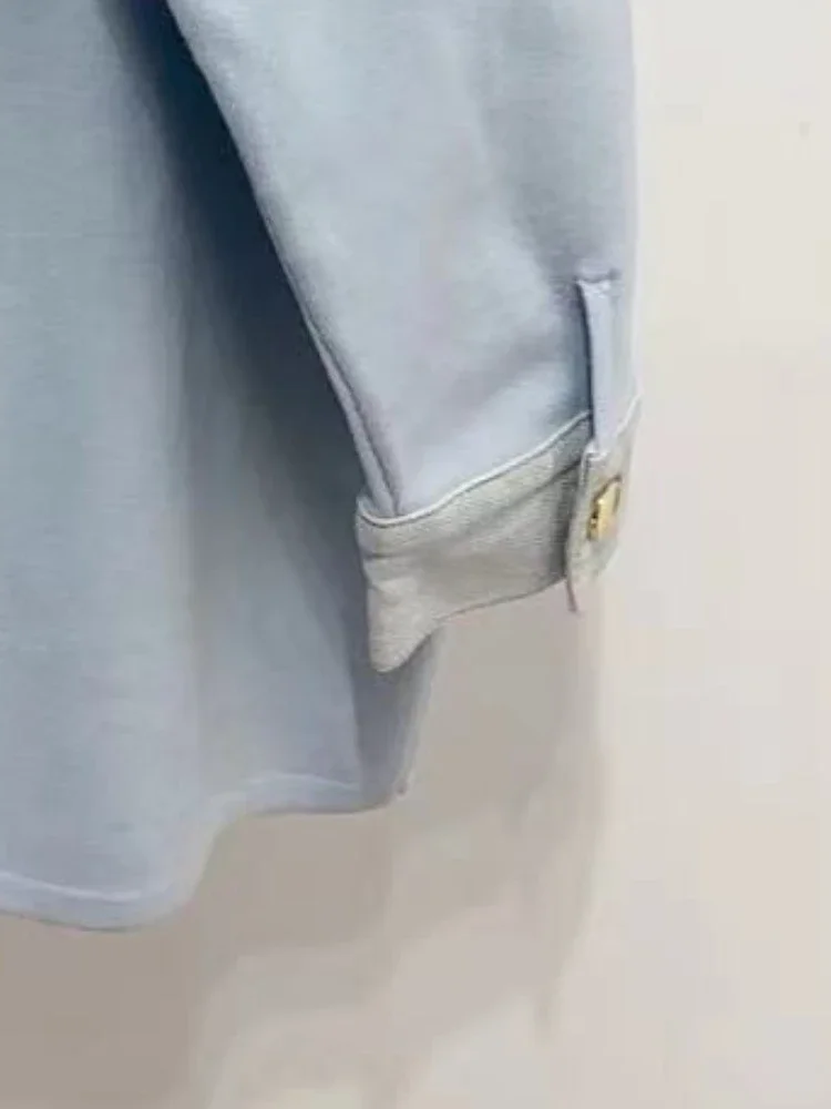 여성용 니트 패치워크 데님 폴로 넥 카디건 아우터, 미니멀리스트 아우터, 인기 있는 가을 및 겨울 신상