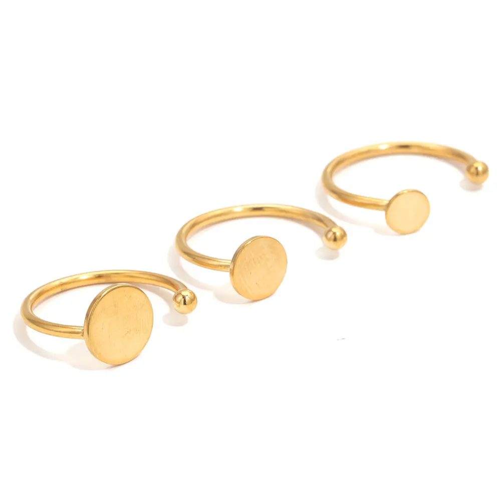 10 Stück verstellbare Ringöffnung Edelstahl Ring Lünette Basis Tablett DIY Pad Disc Fingerring Blanko Einstellungen Ringe Schmuckherstellung – Detail 9