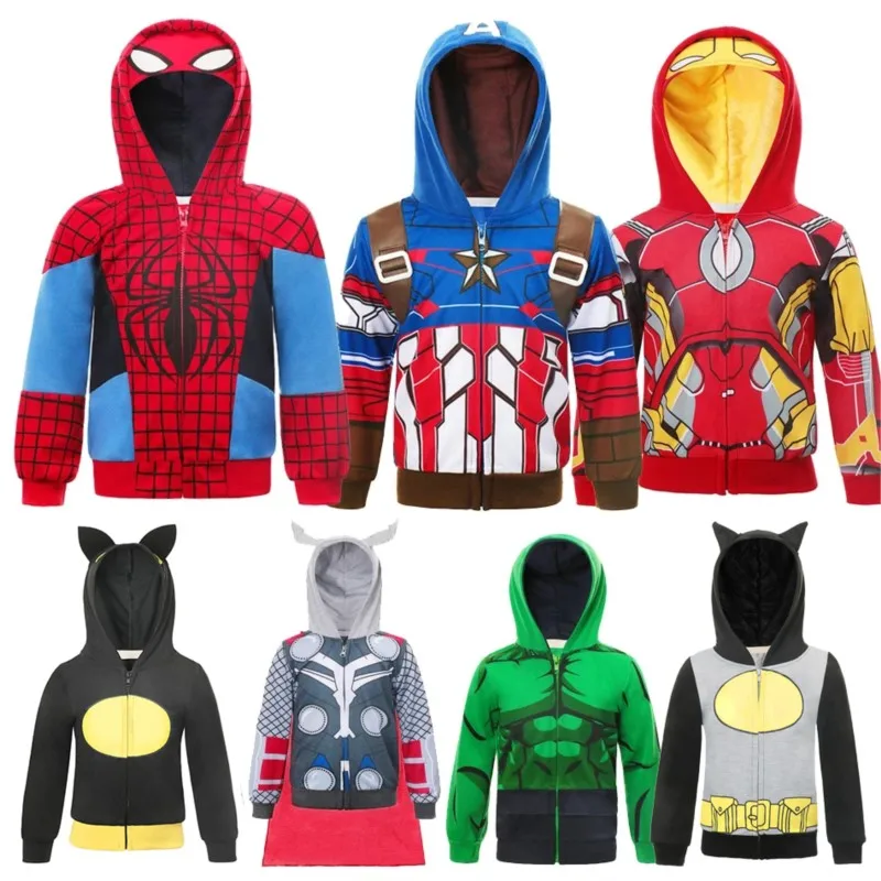 

Superhero Boys Hoodies Christmas Iron Man Sweatshirt Kids Sportswear Captain America Halloween FashionTracksuits