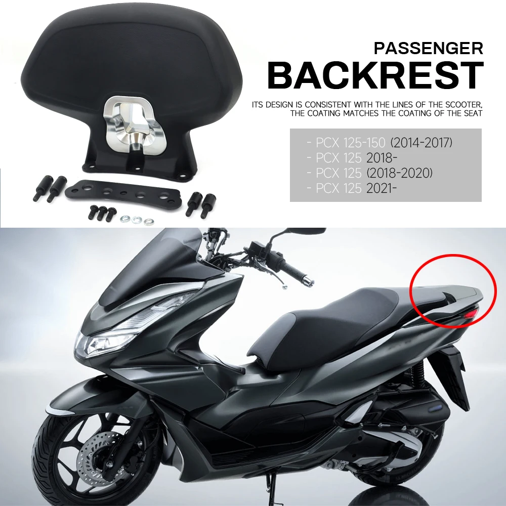 

NEW FOR HONDA PCX 125 150 Motorcycle Black Rear Passenger Seat Backrest Cushion Back Rest Pad PCX125 2014-2020 PCX150 2014-2018