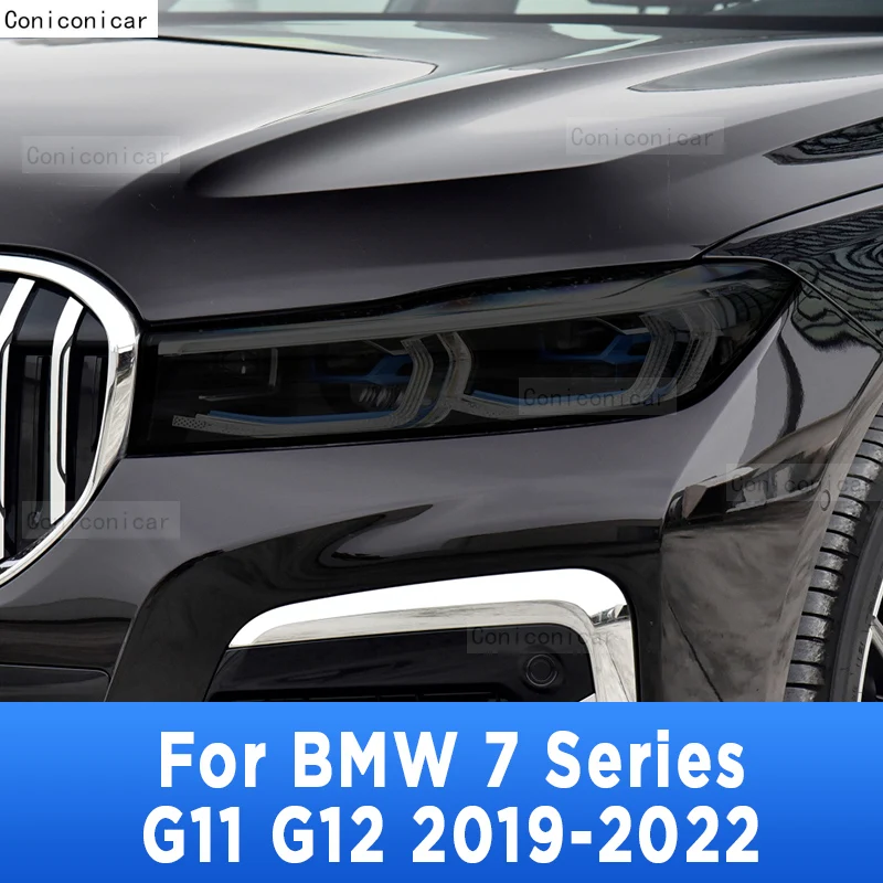 

For BMW 7 Series 2019-2022 G11 G12 Car Headlight Tint Smoke Black Protective Film Cover Transparent TPU Sticker Accessories 2P