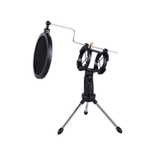 

Adjustable Microphone Stand Removable Desktop Tripod With Mic Windscreen Filter Cover Anti-spray Net Design
