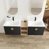 Double Sink Vanity Modern Wall Mounted Bathroom Vanity with Double Ceramic Sink Large Floating Bathroom Vanities Set 3