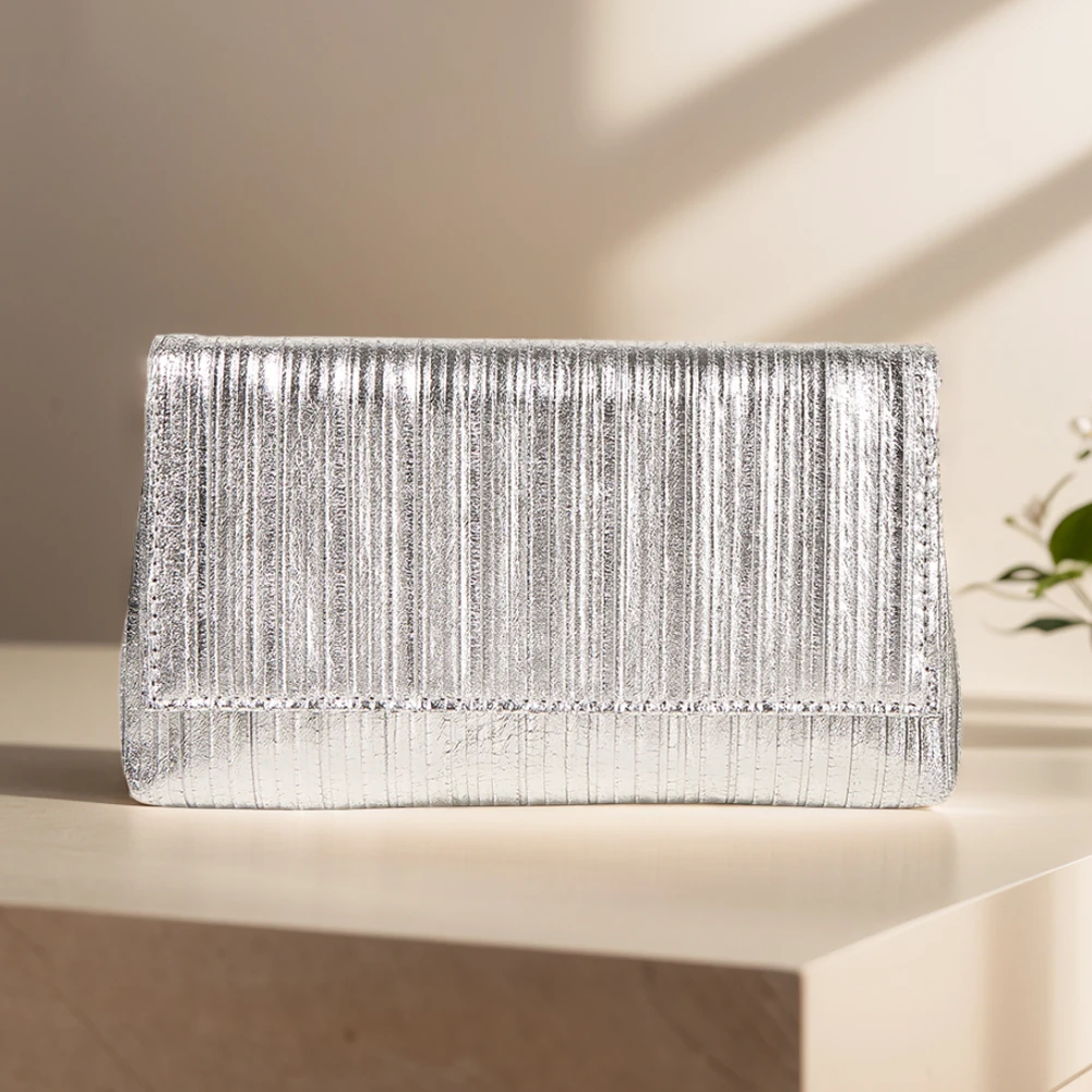 Women Envelope Handbag Flap Metallic PU Shoulder Bag Shiny Crossbody Purse Hobo Bag Wedding Party Bridal Purse