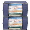 2 Pcs Clothes Storage Bag 90L Large Capacity Foldable Closet Organizer Thick Fabric Clear Window Dual-Zipper 2