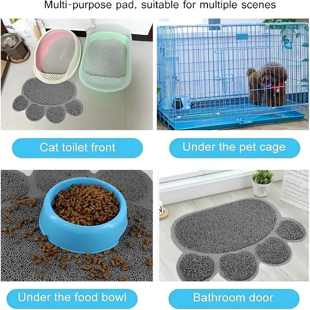 1 Pc  Paw Print Pet Mat Pvc Cat Litter Mat Waterproof Pet Litter Box Pad Non-slip Sand Cat Washable Cleaning Mat 5