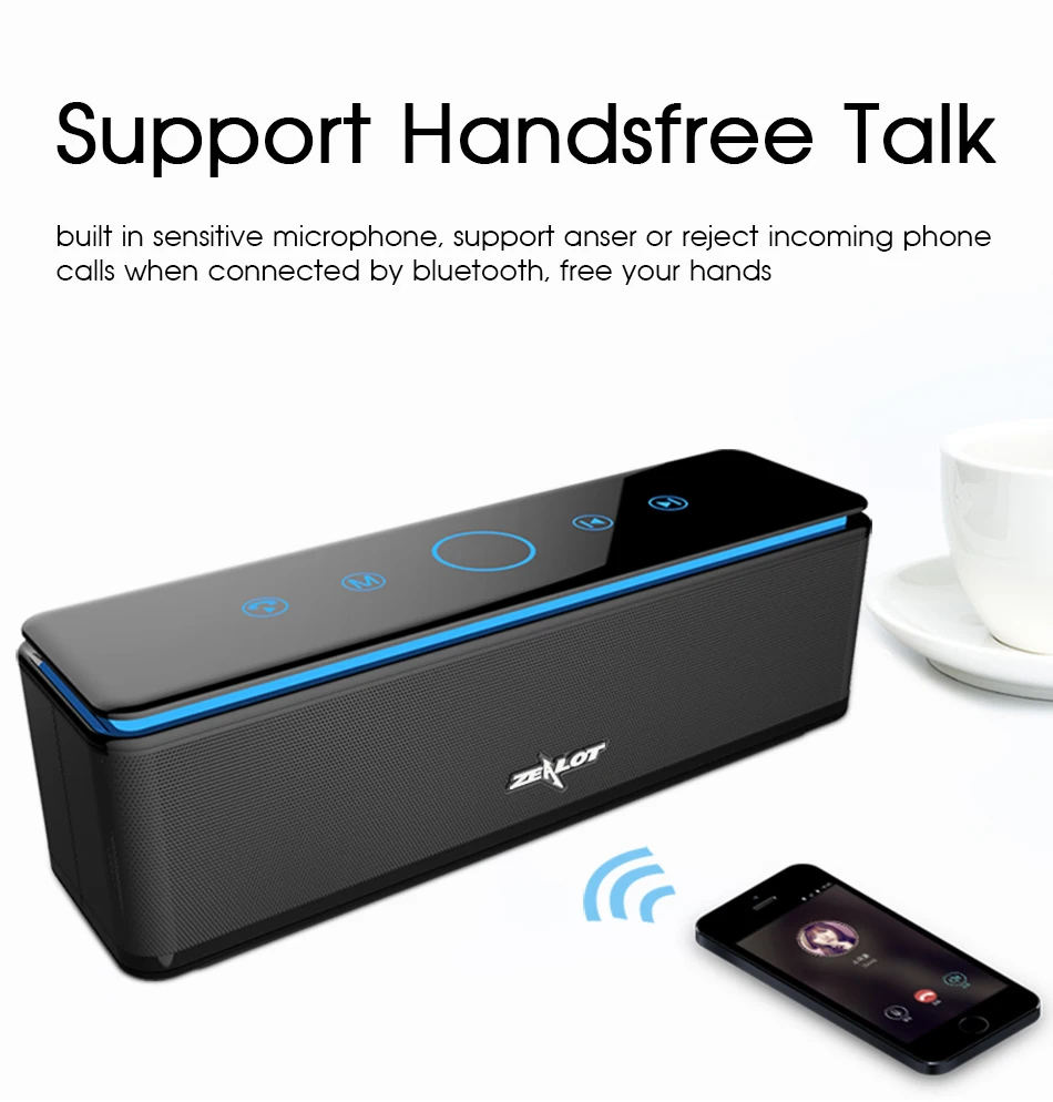 ZEALOT S7 Wireless Touch Control Bluetooth Speaker Portable High Power for Home Theater Sound Boxr Hifi Stereo Shocking Sound best portable bluetooth speaker